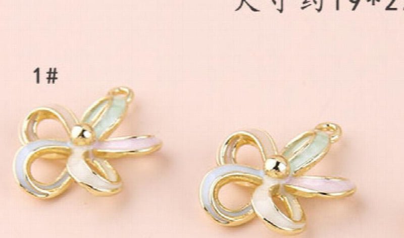 20pcs Hollow Flower Pendant Alloy Enamel Charm DIY Accessories
