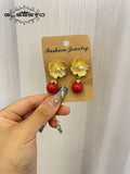 925S Silver Red Chalcedony Pearl Dangle Earrings