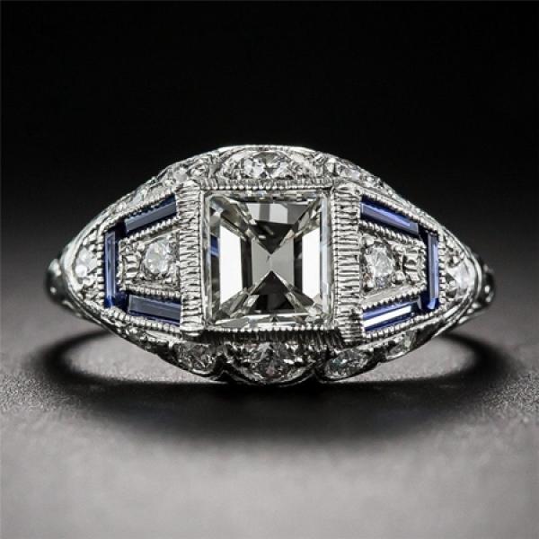 2.5ct Square CZ Band Eternity Wedding Ring 925 Silver Women's Jewelry