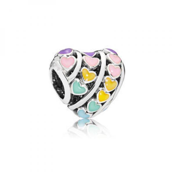 925 Silver Rainbow Heart Charm Bead for Bracelet DIY Jewelry