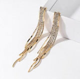 Natural Stone Water Ripple Tassel Zircon Earrings