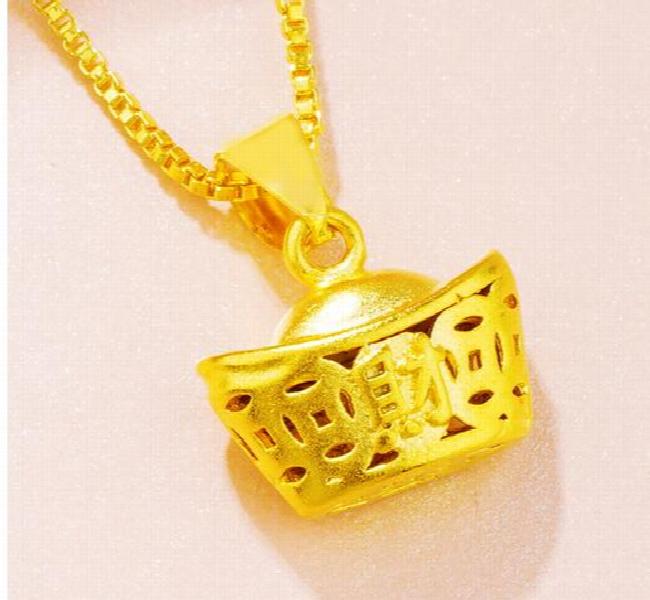 Vietnam 24K Gold-Plated Hollow Out Ingot Pendant for Women