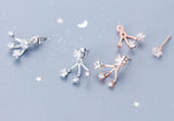 925 Silver CZ Star & Round Ear Earrings Jackets C-G1248