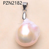 925 Silver Sterling Natural Baroque Pearl Pendant Necklace Retro Clasp PZN