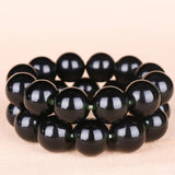 Natural Hetian Jade Dark Round Bead Bracelet Men's and Women's Jewelry