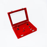 Red Velvet Ring Display Box Earring Organizer Jewelry Tray