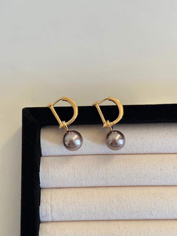 Vintage French Style D Earrings with Pearl Beads