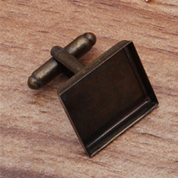 20 PCS Square Cufflinks Base Setting Metal Copper Cufflinks Blank Tray