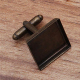 20 PCS Square Cufflinks Base Setting Metal Copper Cufflinks Blank Tray