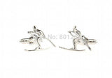Sport Cuff Links Silver Skiing Copper Material Men Cufflinks