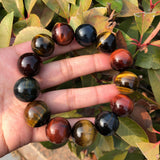 Yellow Red Tiger Eye Bracelet 20MM Big Round Bead Crystal Healing Stone