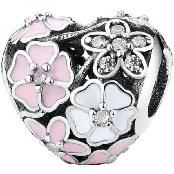 925 Silver Daisy Flower Clip Bear Pendant for Bracelet Jewelry