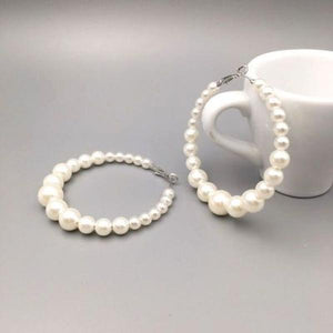 8MM Bead Pearl Earrings Circle Ring Female Temperament