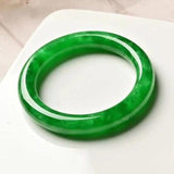Natural Round Bar Green Burmese Jade 54-64mm Bracelet Princess Jewelry