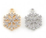 20PCS 15x19mm Rhinestones Snowflake Pendant Charms DIY Accessory