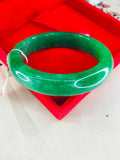 Zheru Jewelry Natural Jadeite Bracelet Green 54-62mm Princess Jade Bracelet