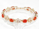 Orange Opal & Silver Chain Bracelet Jewelry