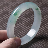 Natural Burmese Green Flower Jadeite Bracelet 54mm-64mm Princess Jewelry Gift