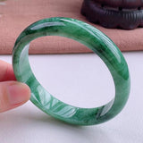 Zheru Jewelry Natural Burmese Jade Green Flower Bracelet 54-64mm