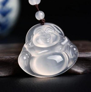 Natural Agate Chalcedony Class A Happy Pendant Necklace