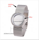 Round Photo Memory Medaillon Floating Charms Locket Pendant Bracelet Watch