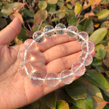 Clear Rock Quartz Bracelet 128 Facets Round Beads Crystal Healing Stone