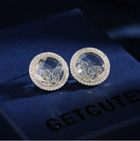 S925 Silver Needle Crystal Zircon Earrings Butterfly Wings