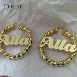 DOREMI 55mm Sexy Name Earrings Customizable Number Logo Customize Earrings Hoops