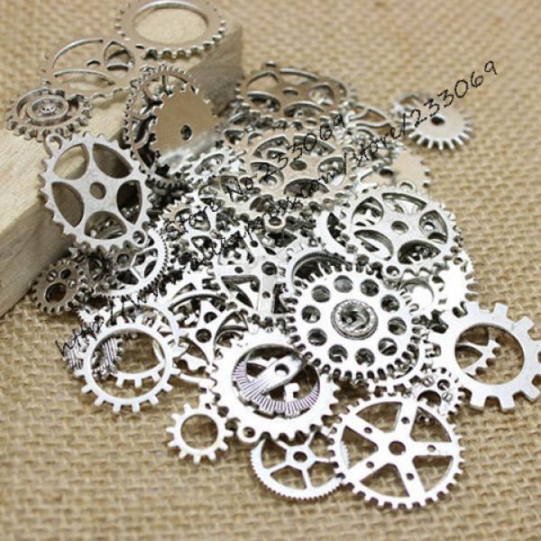 100PCS Mix Antique Charms Steampunk Gear Pendant Jewelry Making