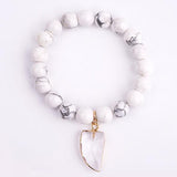 BOJIU Wolf Teeth Pendant Bracelets Howlite Mixed Bead Women Strand Bracelet