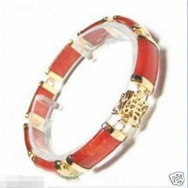 Red Jade & 18kGP Bracelet
