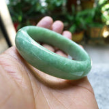 Zheru Jewelry Natural Burmese Jadeite 54-64mm Light Green Bracelet
