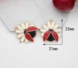 50 Ladybug Metal Charms for Jewelry Making