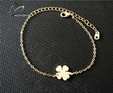 10PCS Stainless Steel Lucky Clover Heart Charm Bracelet For Women