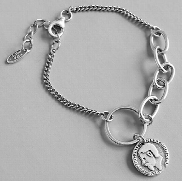 925 Silver Charm Bracelet Retro European American Style
