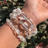 Natural Clear Rock Quartz Bracelet Cube Beads Crystal Healing Stone