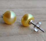 AA Yellow Pearl Earring High Luster Silver Stud Bridesmaid Gift