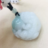 Emerald Jade Carved Unicorn Pendant Necklace