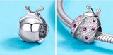925 Sterling Silver Ladybug Charms Beads for DIY Jewelry