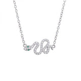 SloveCabin 925 Silver Clear Zircon Snake Pendant Long Chain Necklace For Women