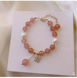 Zircon Flower Bracelet Strawberry Crystal Freshwater Pearl String Jewelry