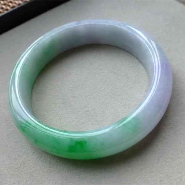 Natural Burmese Jadeite 54-64mm Light Purple Two-color Bracelet