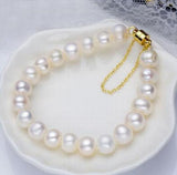 14K Pink Pearl Bracelet 8-9mm Real Natural Freshwater South Sea Near Circle