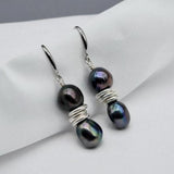 Baroque Pearl Dangle Earrings Natural Freshwater Silver Ring Accessory