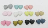 50pcs Pastel Heart Wood Beads, 11 Colors, Mixed Lot