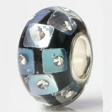 925 Silver Large Hole 3D Square Charm Glass Beads for Bracelet
