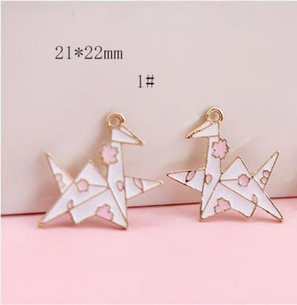 30 Paper Crane Shape Alloy Charms DIY Jewelry Earrings/Necklace Pendants