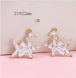 30 Paper Crane Shape Alloy Charms DIY Jewelry Earrings/Necklace Pendants