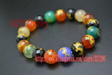 5pcs Chinese Dragon Colorful Stone 10mm Bead Bracelets Lucky Jewelry