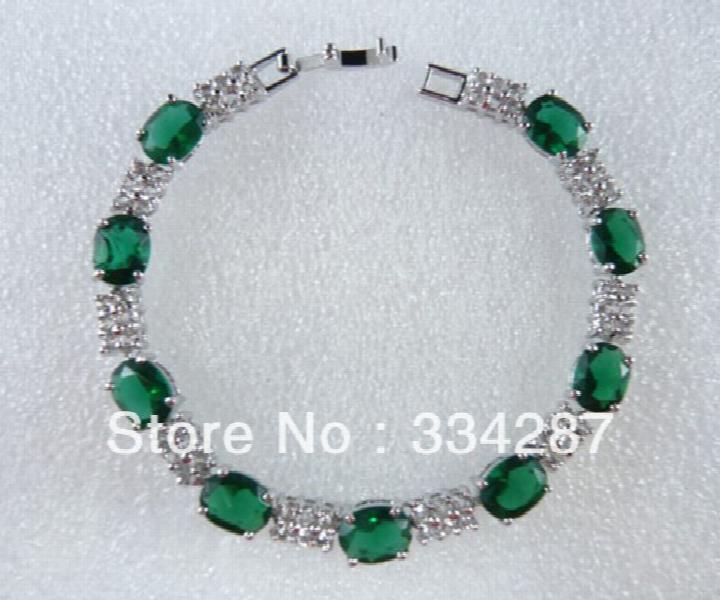 18KGP Lady's CZ Bracelet 4 Colors Red/Green/Pink/Purple/Blue